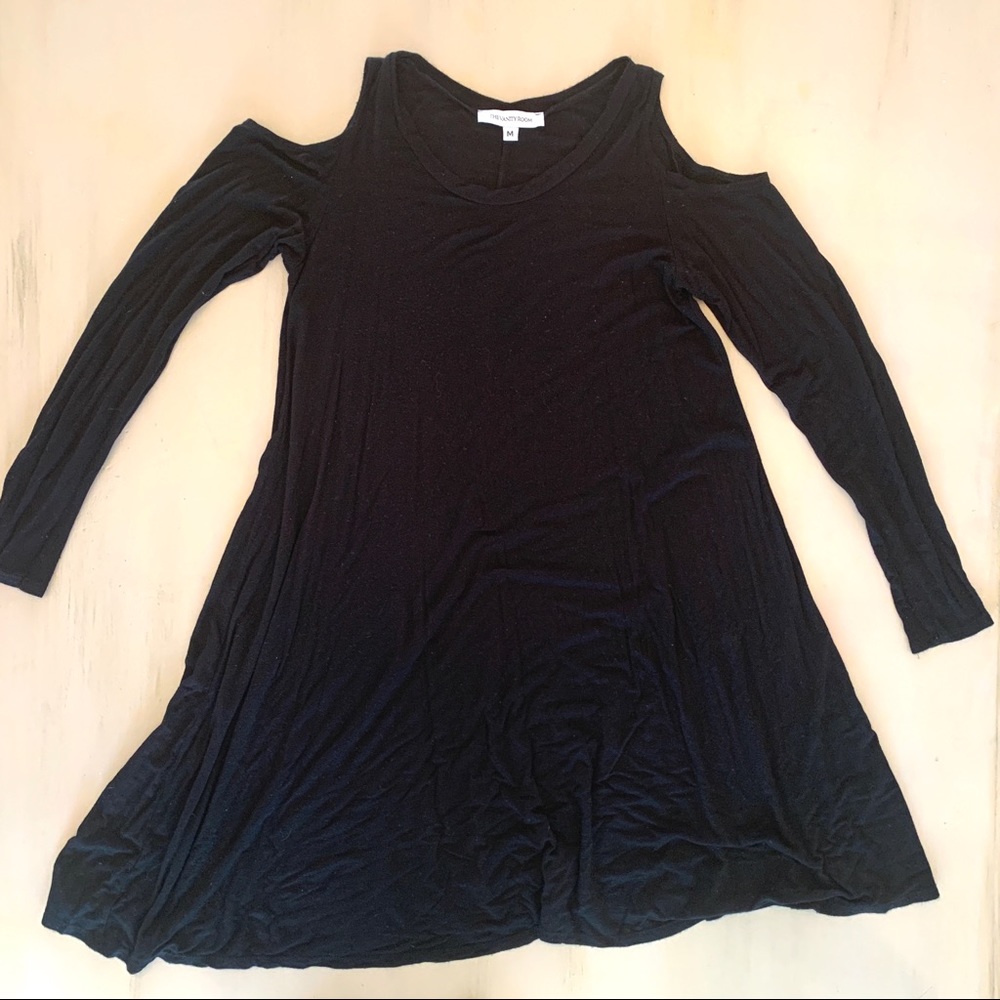 Black Dress with shoulder cut out detail.